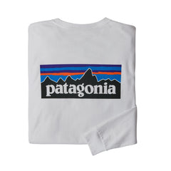 Patagonia M's Long-Sleeved P-6 Logo Responsibili-Tee® - Recycled Polyester White Shirt