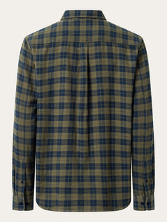 KnowledgeCotton Apparel M's Loose fit checkered shirt - 100% Organic Cotton Green Check Shirt