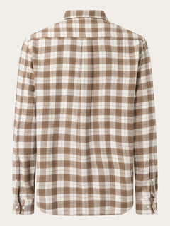 KnowledgeCotton Apparel M's Loose fit checkered shirt - 100% Organic Cotton Beige Check Shirt