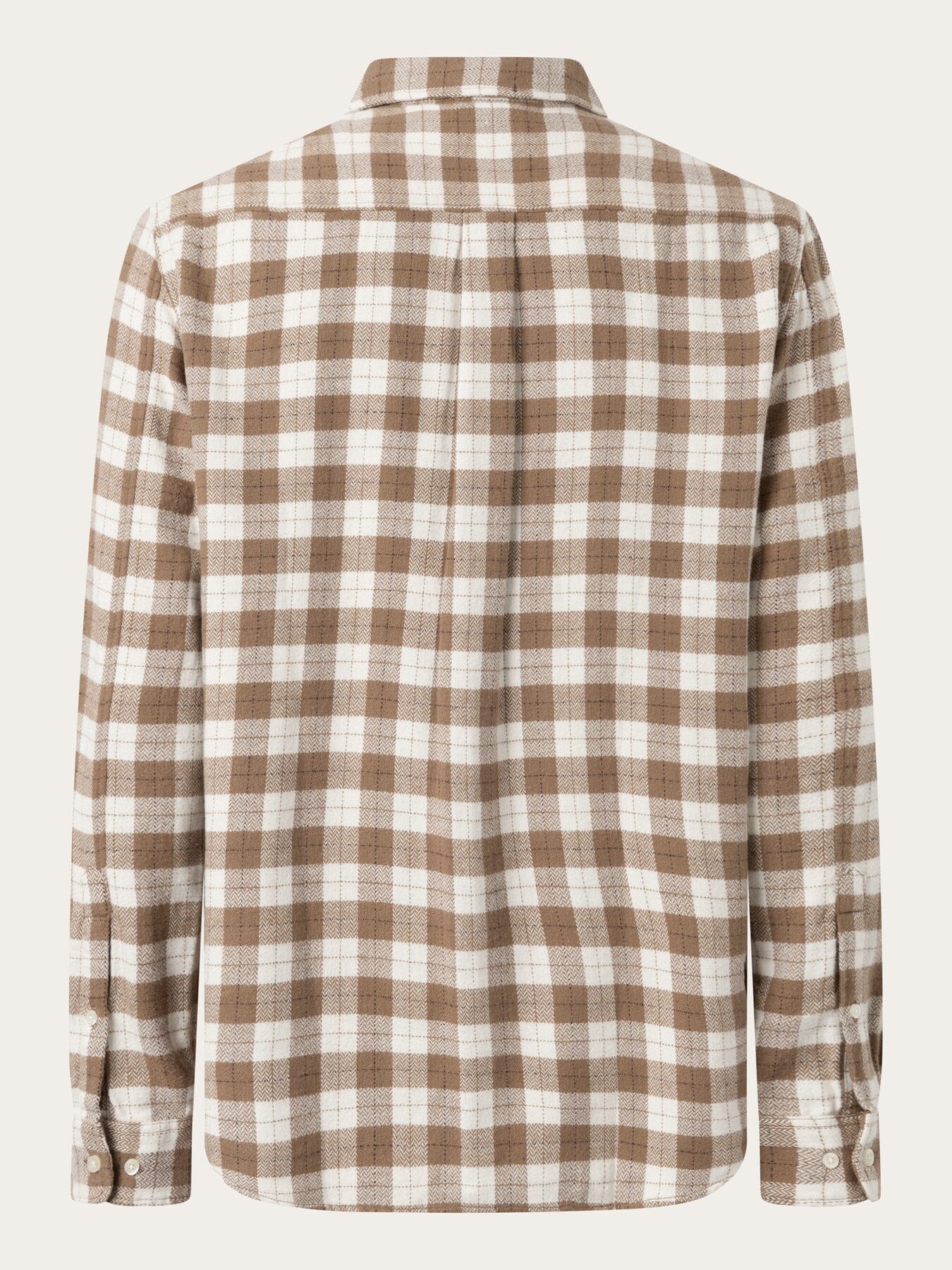 KnowledgeCotton Apparel M's Loose fit checkered shirt - 100% Organic Cotton Beige Check Shirt