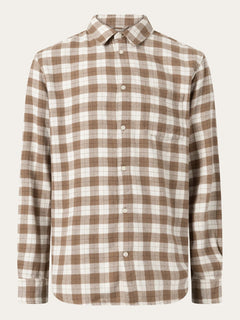 KnowledgeCotton Apparel M's Loose fit checkered shirt - 100% Organic Cotton Beige Check Shirt