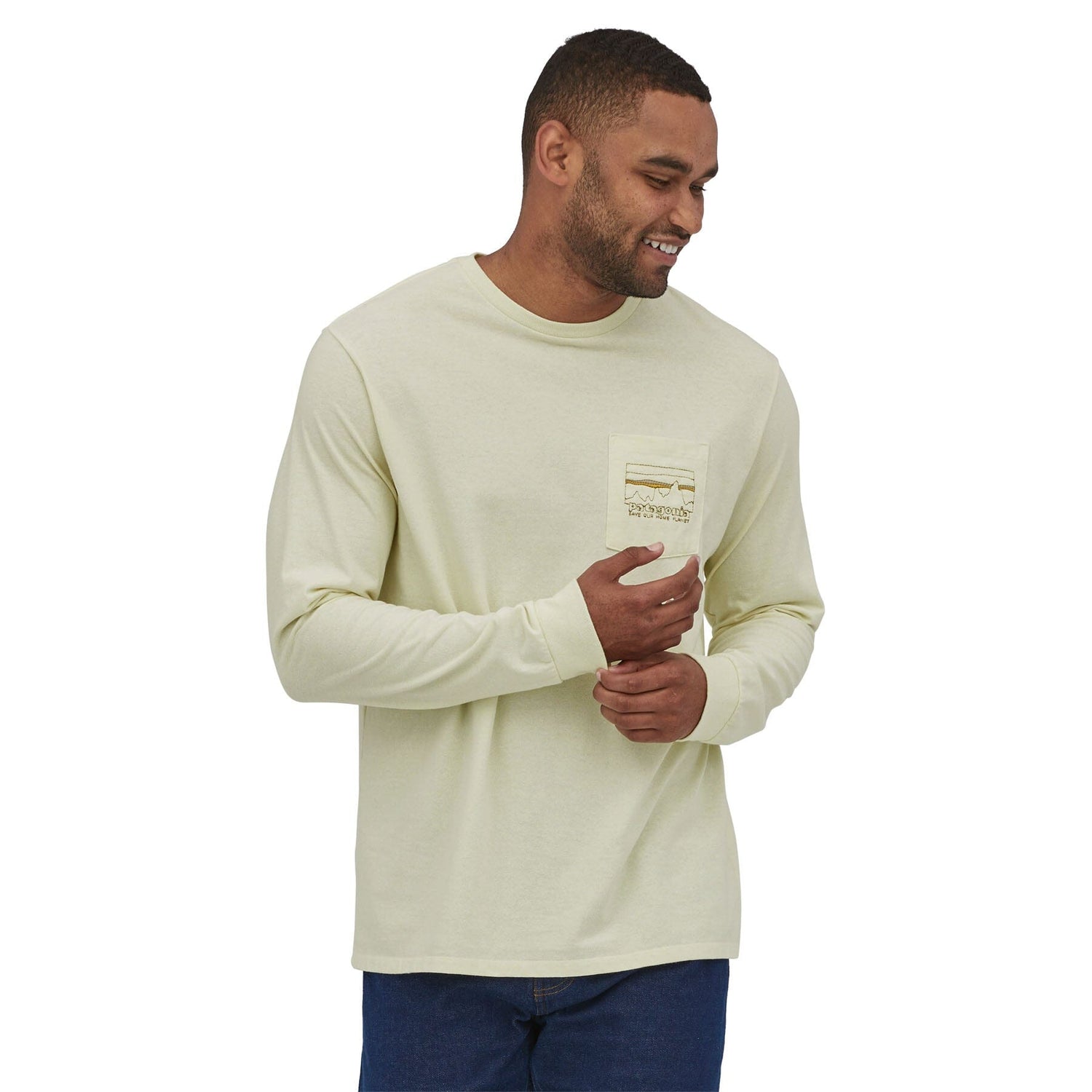 Patagonia M's L/S '73 Skyline Pocket Responsibili-Tee - Recycled Cotton &  Recycled PET – Weekendbee - sustainable sportswear