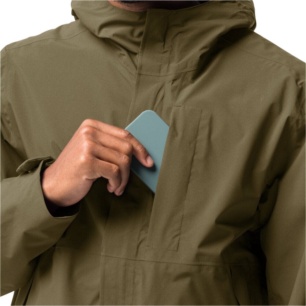 Jack Wolfskin M's Mainkai Shell Jacket - 100% Recycled polyester Grey Olive Jacket