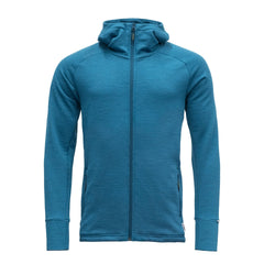 Devold M's Nibba Jacket with Hood - 100% Merino Wool Blue Melange Shirt