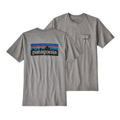 Patagonia M's P-6 Logo Pocket Responsibili-Tee® - Recycled Cotton & Recycled Polyester Gravel Heather Shirt