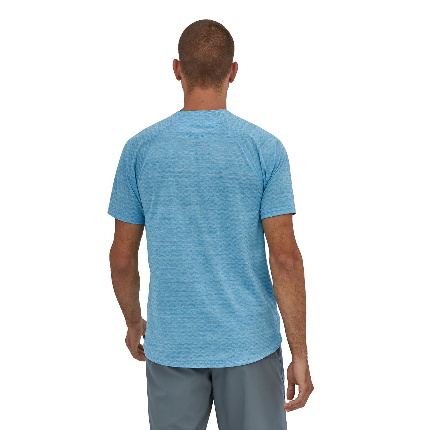 Patagonia M's Ridge Flow Running Shirt - 100% Recycled Polyester Lago Blue Shirt