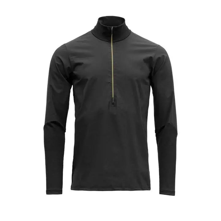M's Running Cover Zip Neck - Merino Wool Shirt Devold Caviar S