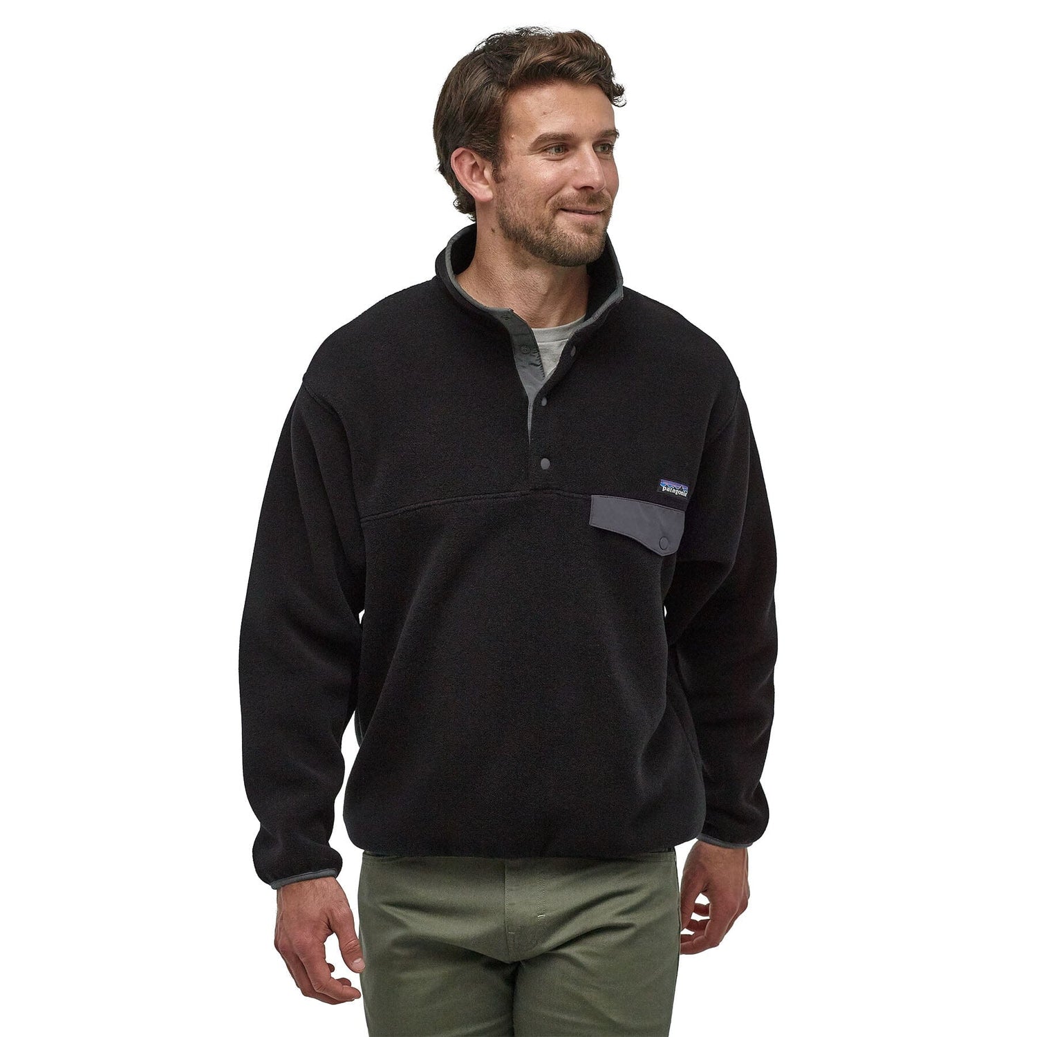 Patagonia M's Synchilla Snap-T Fleece Pullover - Recycled Polyester Black w Forge Grey Shirt