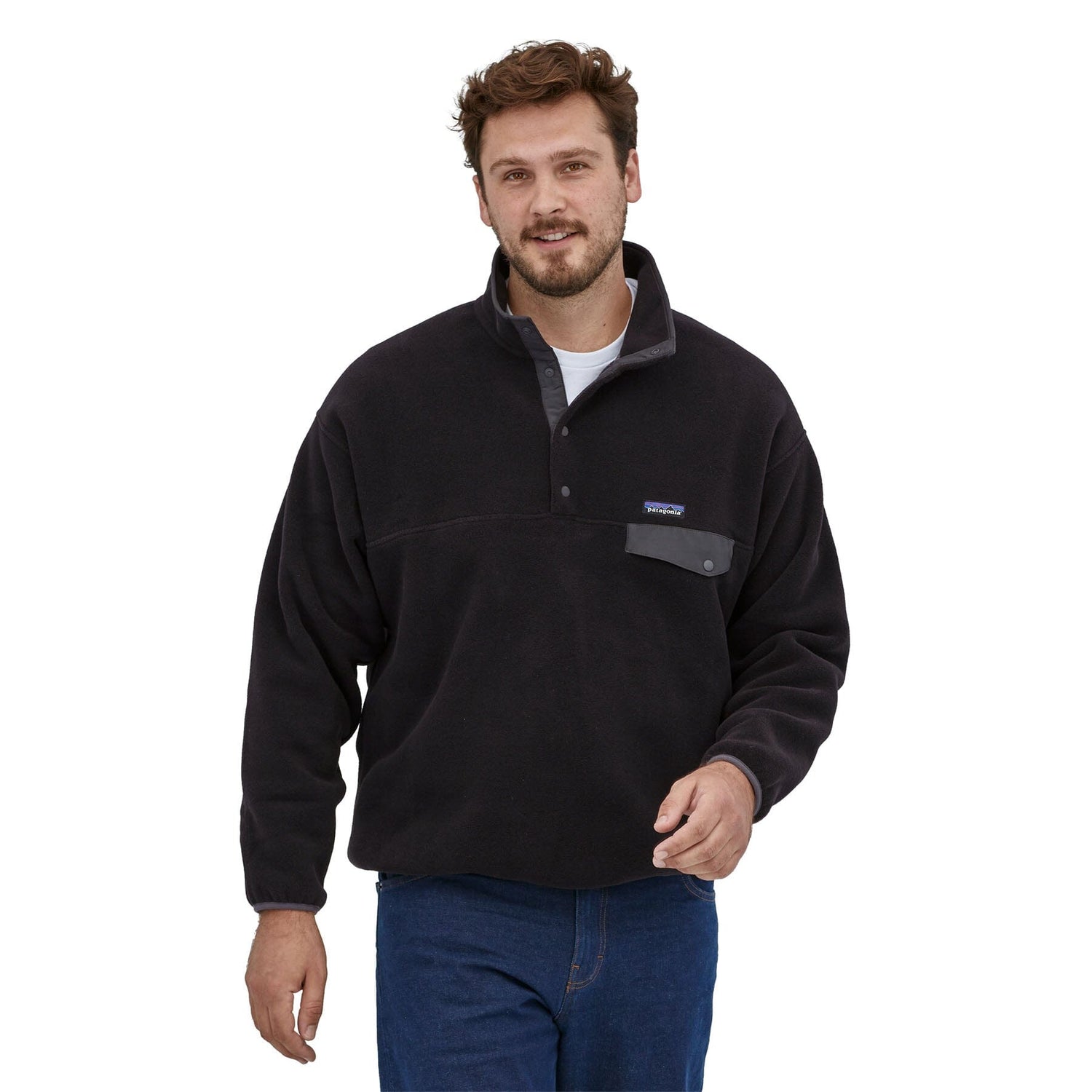 Patagonia M's Synchilla Snap-T Fleece Pullover - Recycled Polyester Black w Forge Grey Shirt