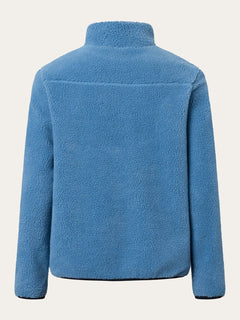 KnowledgeCotton Apparel M's Teddy fleece zip jacket - 100% Recycled PET Azure Blue Jacket