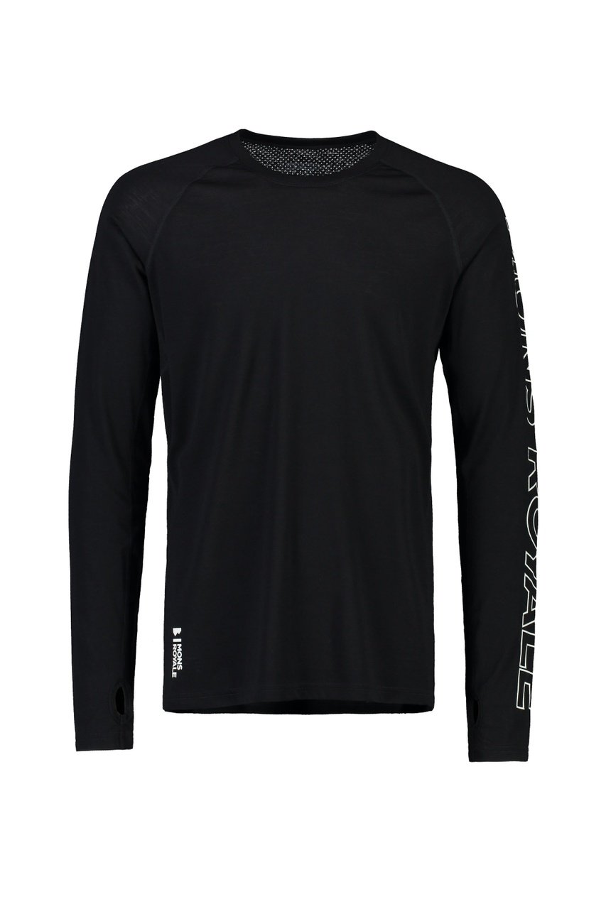 Mons Royale M's Temple Tech Long-Sleeve Shirt - Merino wool Black Shirt