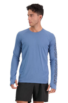 Mons Royale M's Temple Tech Long-Sleeve Shirt - Merino wool Blue Slate Shirt
