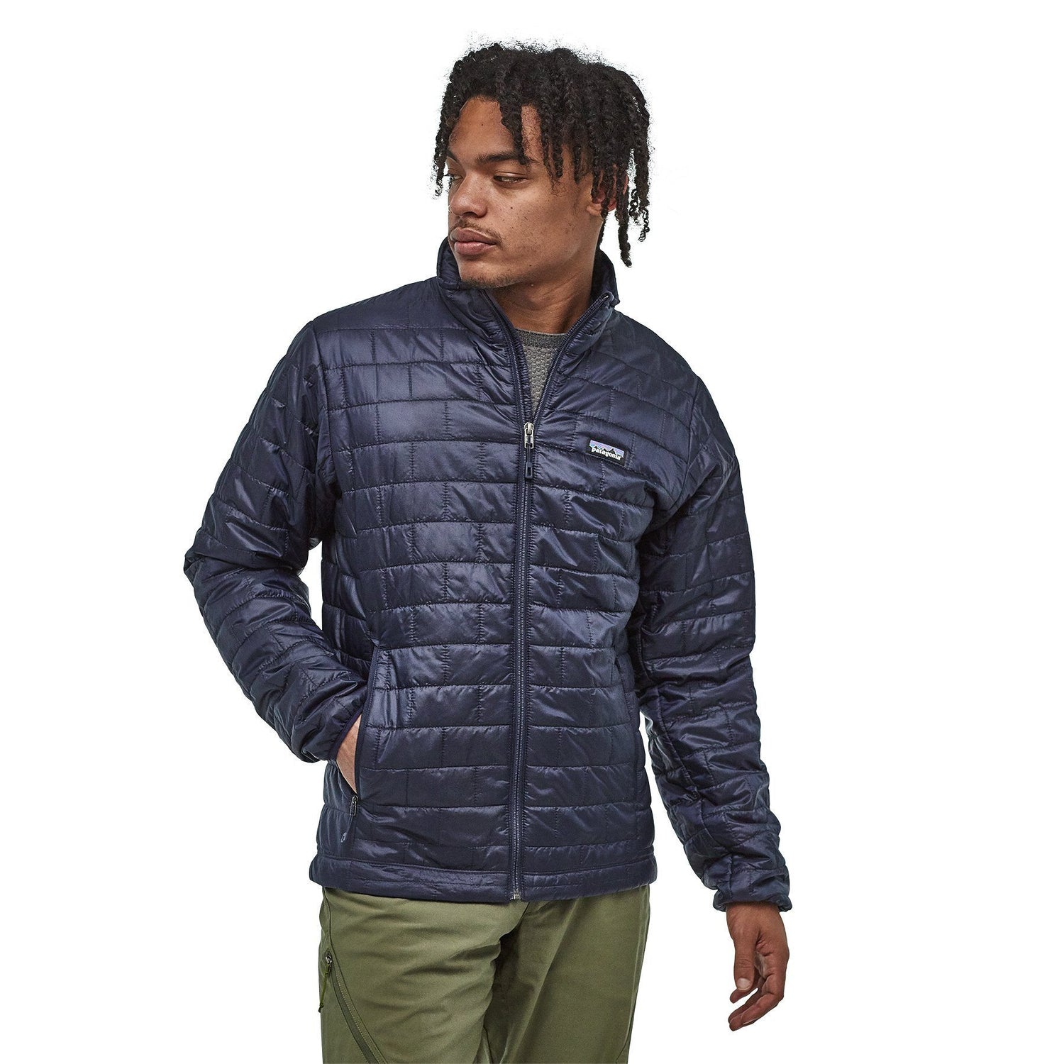 Patagonia M's Nano Puff Jacket - 100% Recycled Polyester Wavy Blue Jacket