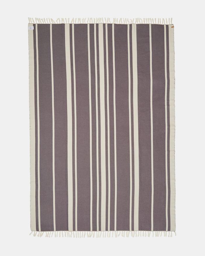 Tentree Organic Cotton Breeze Stripe Woven Towel - Made From Organic Cotton Periscope Grey/Elm White Towel