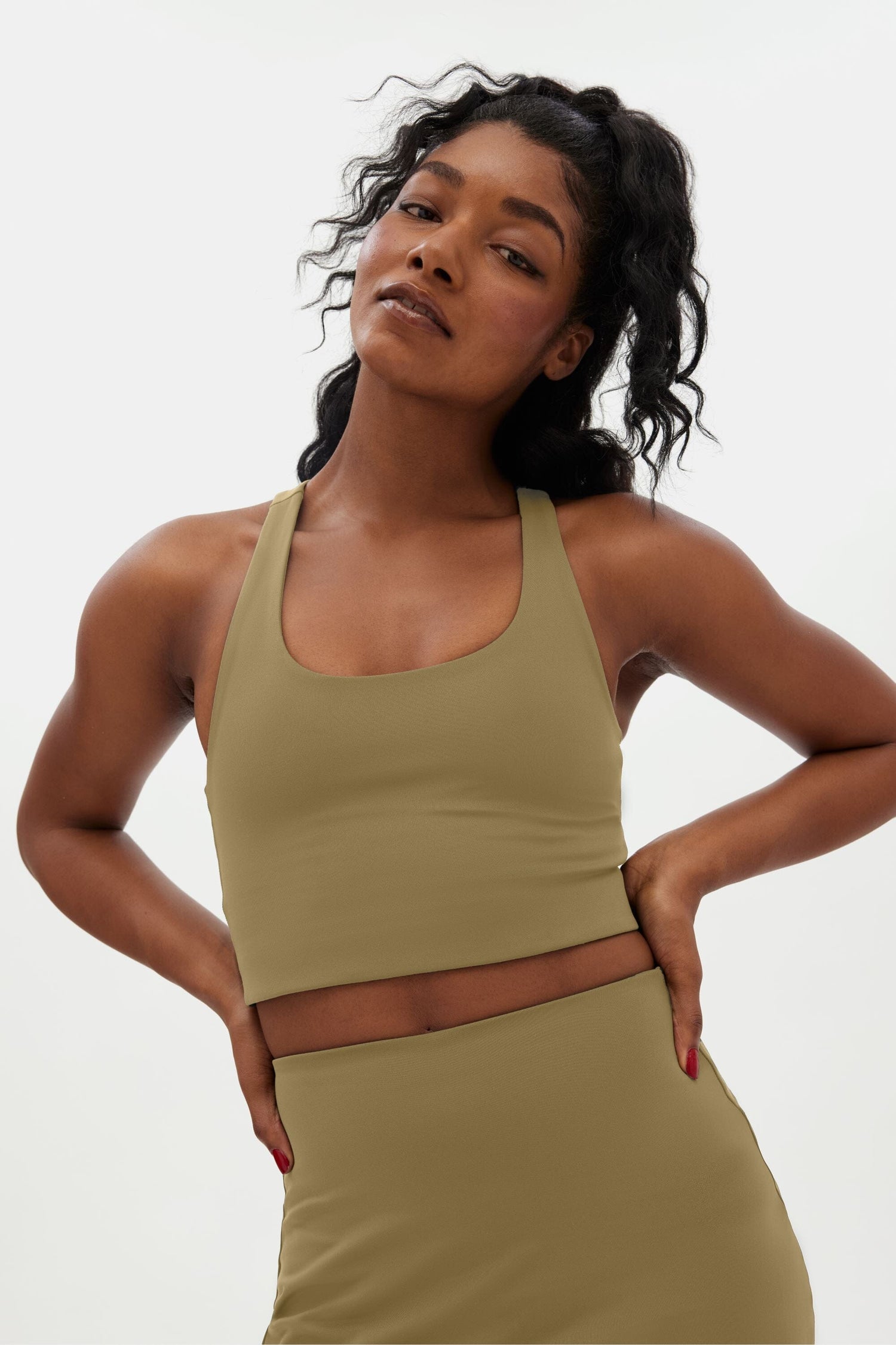 Girlfriend Collective Paloma Classic Sports Bra - Made from recycled plastic bottles Artichoke Underwear