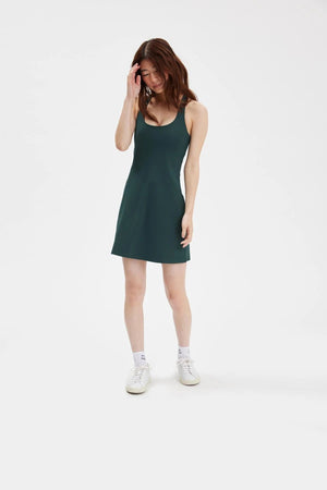 Girlfriend Collective Paloma Dress - Made from Recycled Plastic Bottles Moss