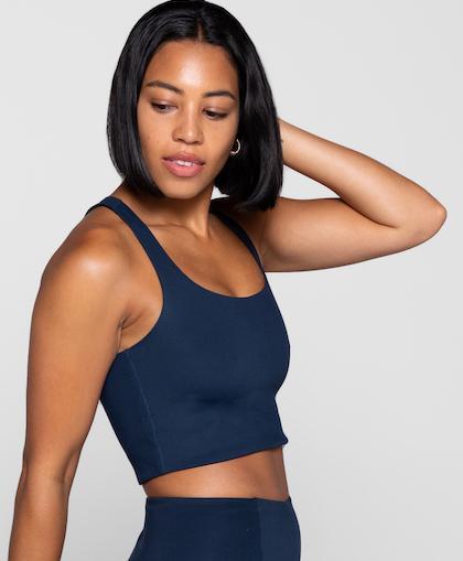 Twill Active Women's Moire Recycled Strappy Sports Bra - Petrol