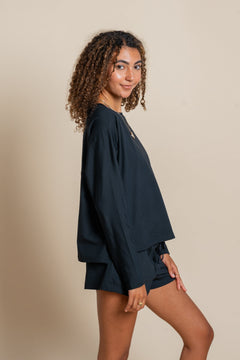 Girlfriend Collective ReSet Long Sleeve Tee - Recycled PET Black Shirt
