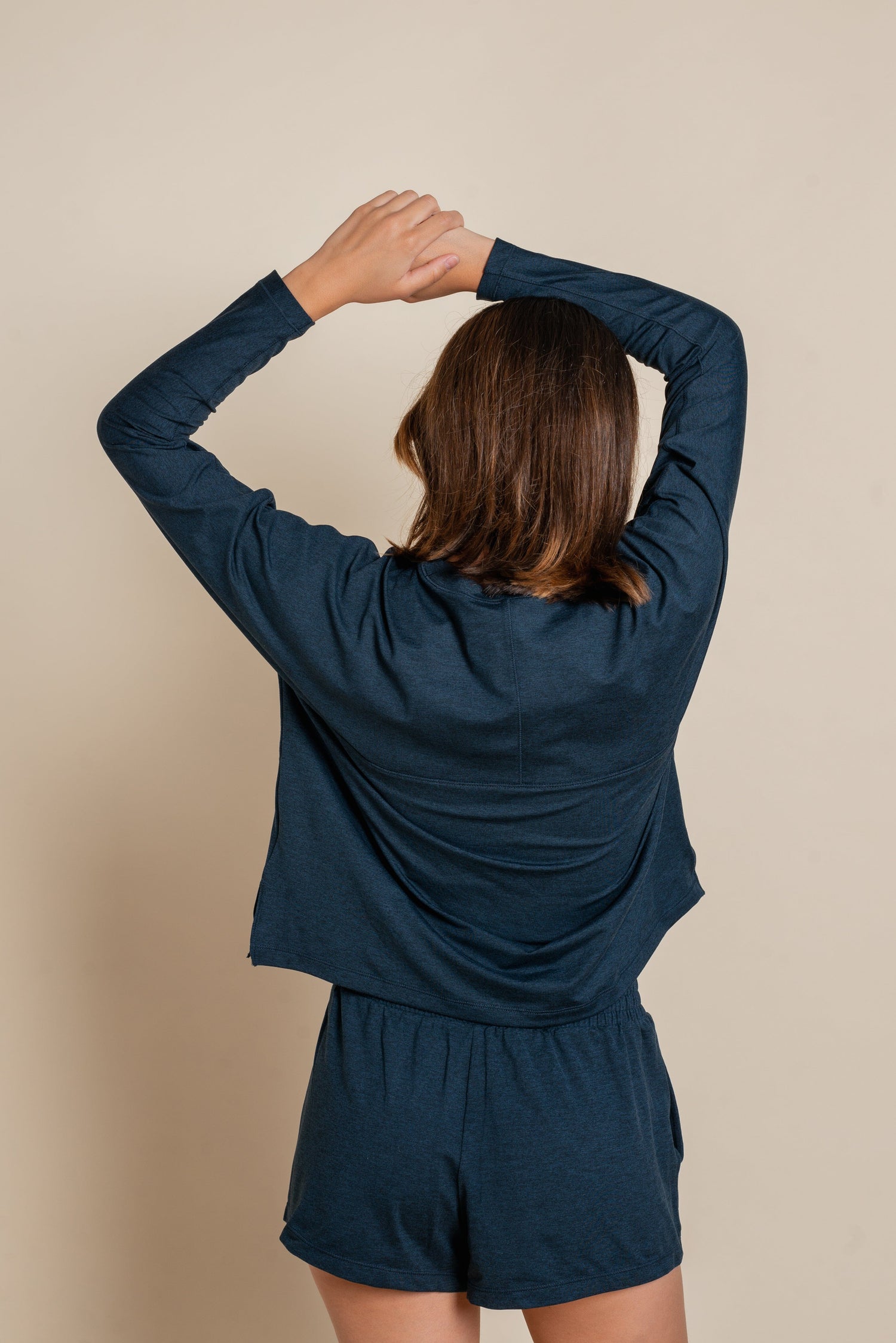 Girlfriend Collective ReSet Long Sleeve Tee - Recycled PET Midnight Shirt