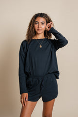 Girlfriend Collective ReSet Long Sleeve Tee - Recycled PET Black Shirt