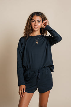 Girlfriend Collective ReSet Long Sleeve Tee - Recycled PET Black Shirt