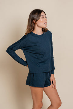 Girlfriend Collective ReSet Long Sleeve Tee - Recycled PET Midnight Shirt