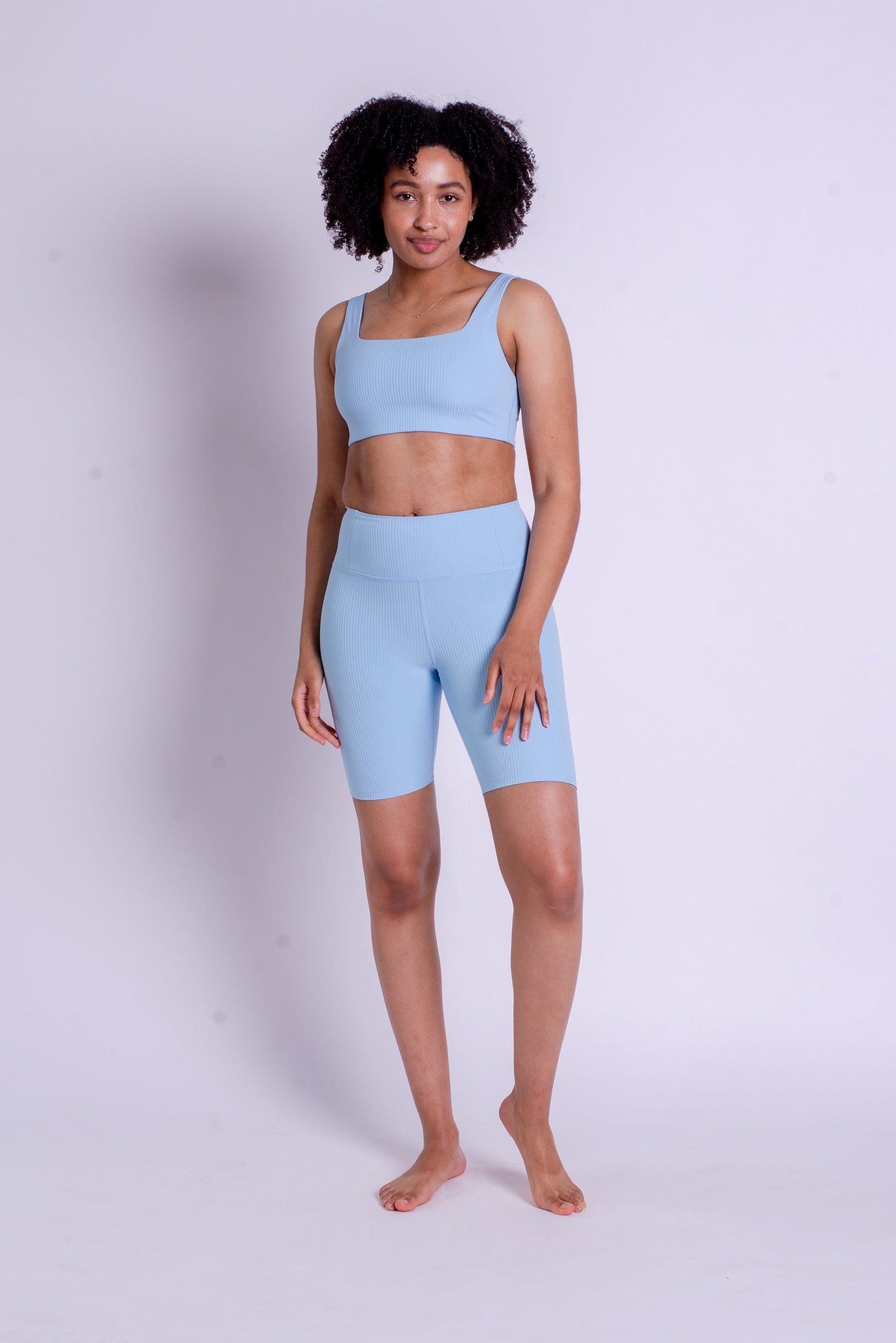 Girlfriend Collective RIB Bike Shorts - Made from recycled plastic bottles Bluebell Pants