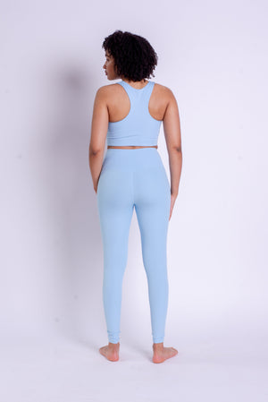 Girlfriend Collective RIB High-Rise Leggings - Made from recycled bottles Bluebell