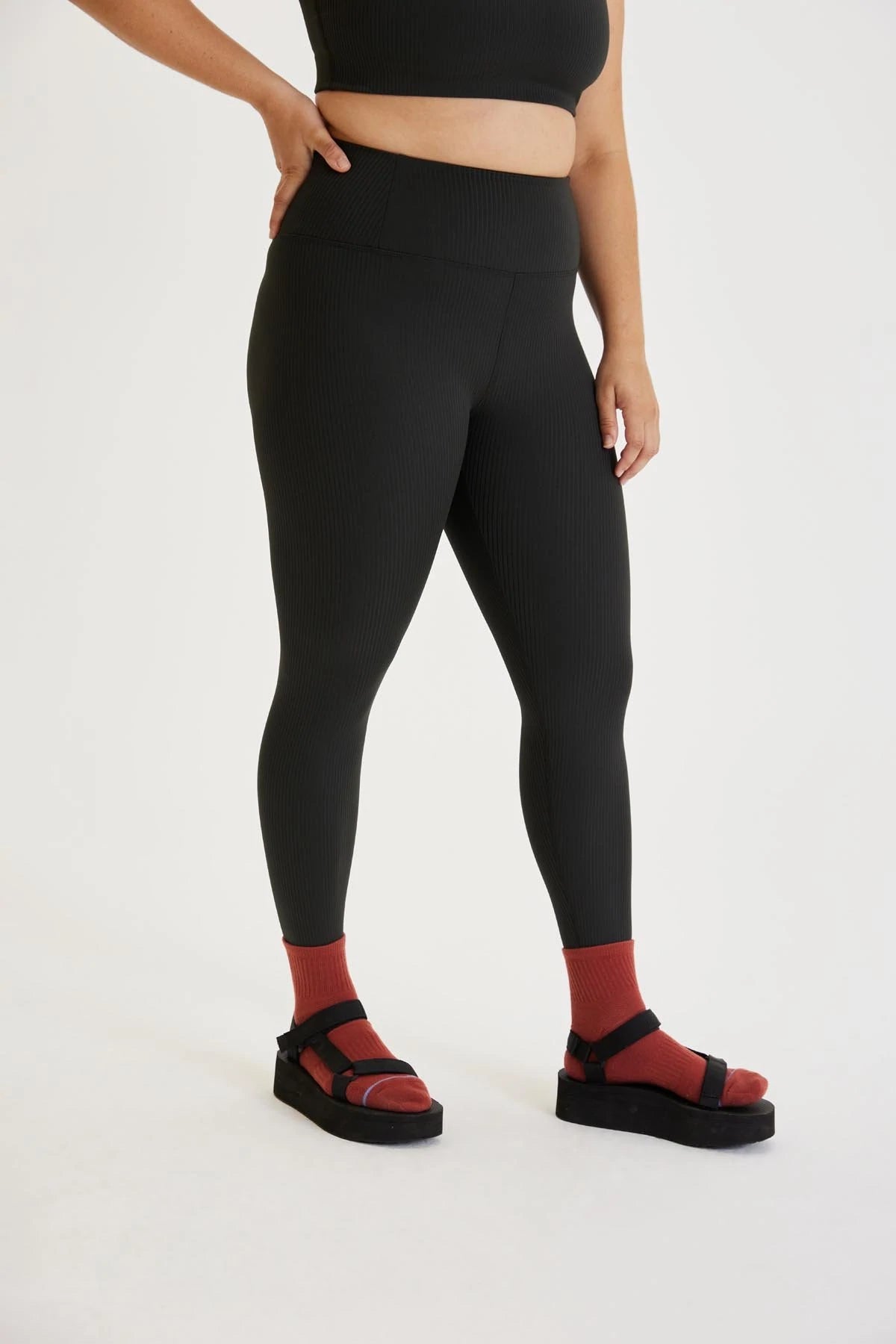 Girlfriend Collective RIB High-Rise Leggings - Made from recycled bottles Black Pants