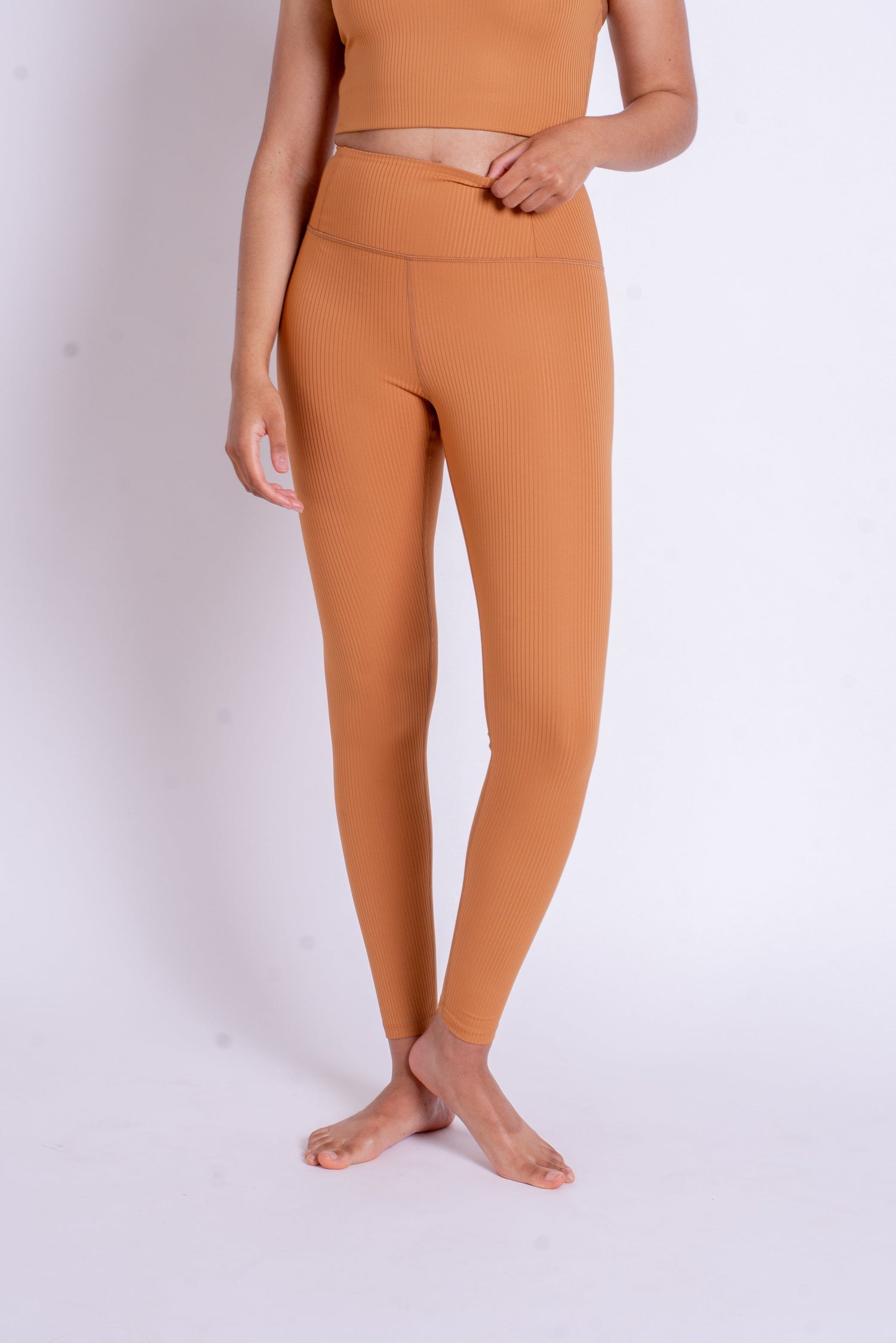 Girlfriend Collective RIB High-Rise Leggings - Made from recycled bottles Toffee Pants