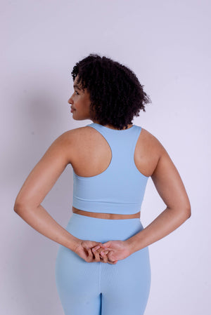 Girlfriend Collective RIB Paloma Bra - Made from Recycled Plastic Bottles Bluebell 3XL