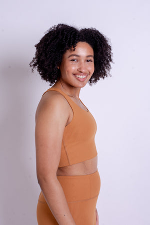 Girlfriend Collective RIB Paloma Bra - Made from Recycled Plastic Bottles Toffee