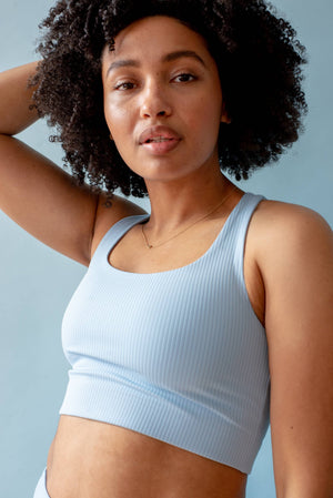 Girlfriend Collective RIB Paloma Bra - Made from Recycled Plastic Bottles Bluebell 3XL