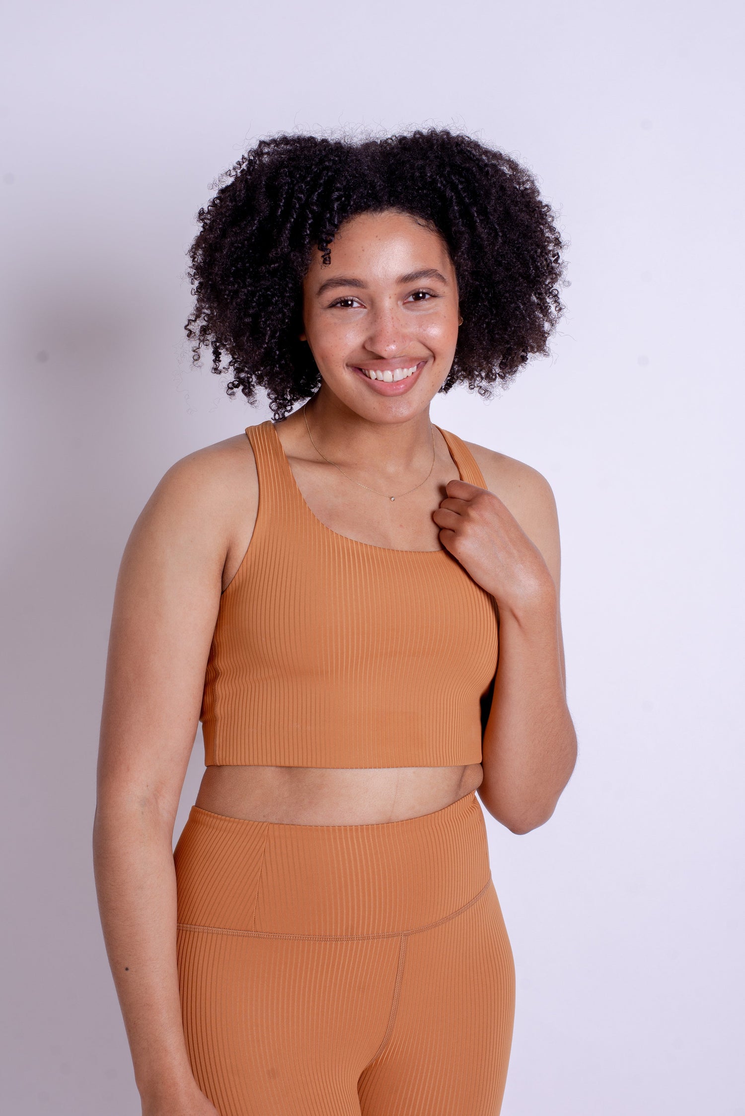 Girlfriend Collective RIB Paloma Bra - Made from Recycled Plastic Bottles Toffee Underwear