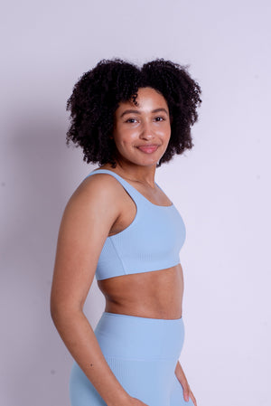 Girlfriend Collective RIB Tommy Bra - Made from Recycled Plastic Bottles Bluebell 3XL
