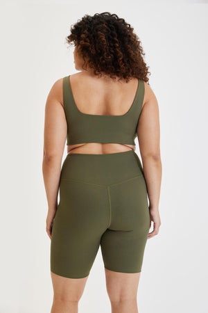 Girlfriend Collective RIB Tommy Bra - Made from Recycled Plastic Bottles Cypress