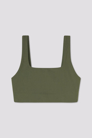 Girlfriend Collective RIB Tommy Bra - Made from Recycled Plastic Bottles Cypress
