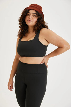 Girlfriend Collective RIB Tommy Bra - Made from Recycled Plastic Bottles Black