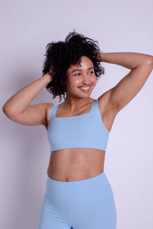 Girlfriend Collective RIB Tommy Bra - Made from Recycled Plastic Bottles Bluebell 3XL