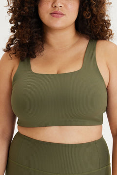Girlfriend Collective RIB Tommy Bra - Made from Recycled Plastic Bottles Cypress Underwear