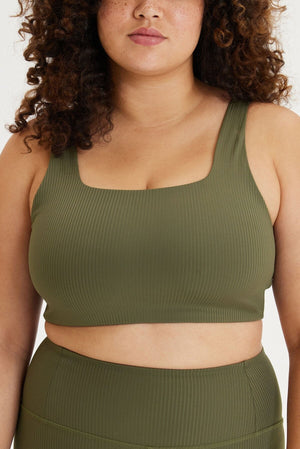 Girlfriend Collective RIB Tommy Bra - Made from Recycled Plastic Bottles Cypress