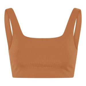 Girlfriend Collective RIB Tommy Bra - Made from Recycled Plastic Bottles Toffee 3XL