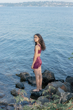 Girlfriend Collective Run Shorts High-Rise - Made from Recycled Plastic Bottles Plum XS Pants
