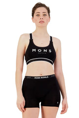 Mons Royale Stella X-Back Bra - Merino Wool Black Underwear