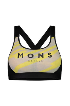 Mons Royale Stella X-Back Bra - Merino Wool Limelight Camo Underwear