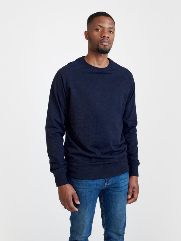 Pure Waste Sweatshirt Raglan Unisex - Recycled Cotton & Recycled Polyester Solid Navy Shirt