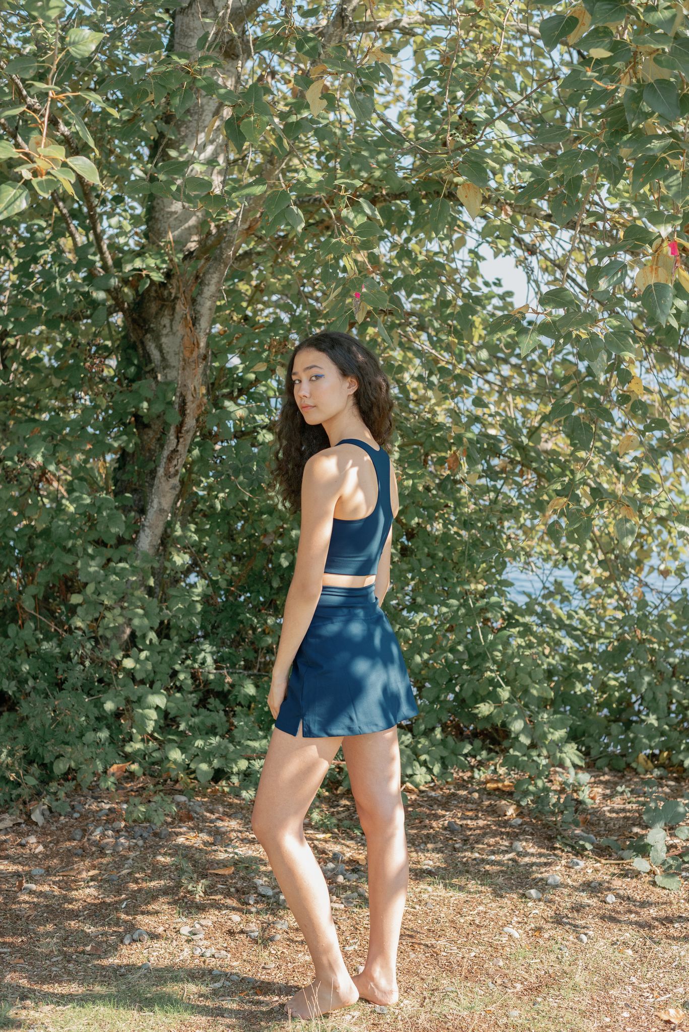 Girlfriend Collective The Skort High-Rise - Made from Recycled Plastic Bottles Midnight Skirt