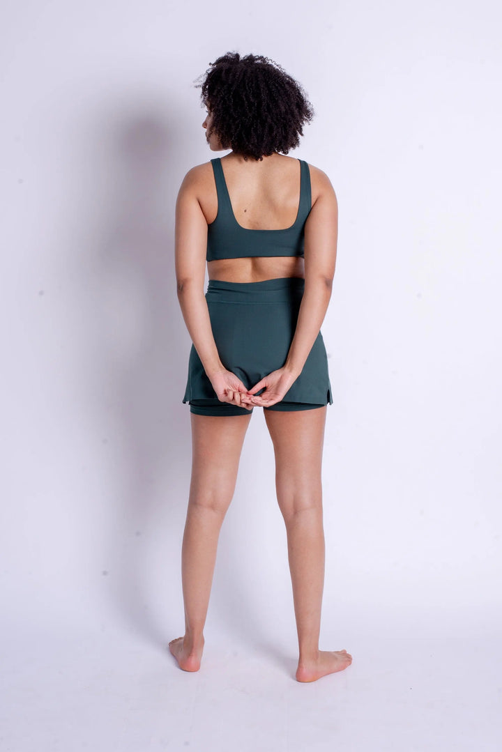 Girlfriend Collective The Skort High-Rise - Made from Recycled Plastic Bottles Moss Skirt