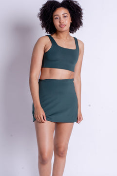 Girlfriend Collective The Skort High-Rise - Made from Recycled Plastic Bottles Moss Skirt