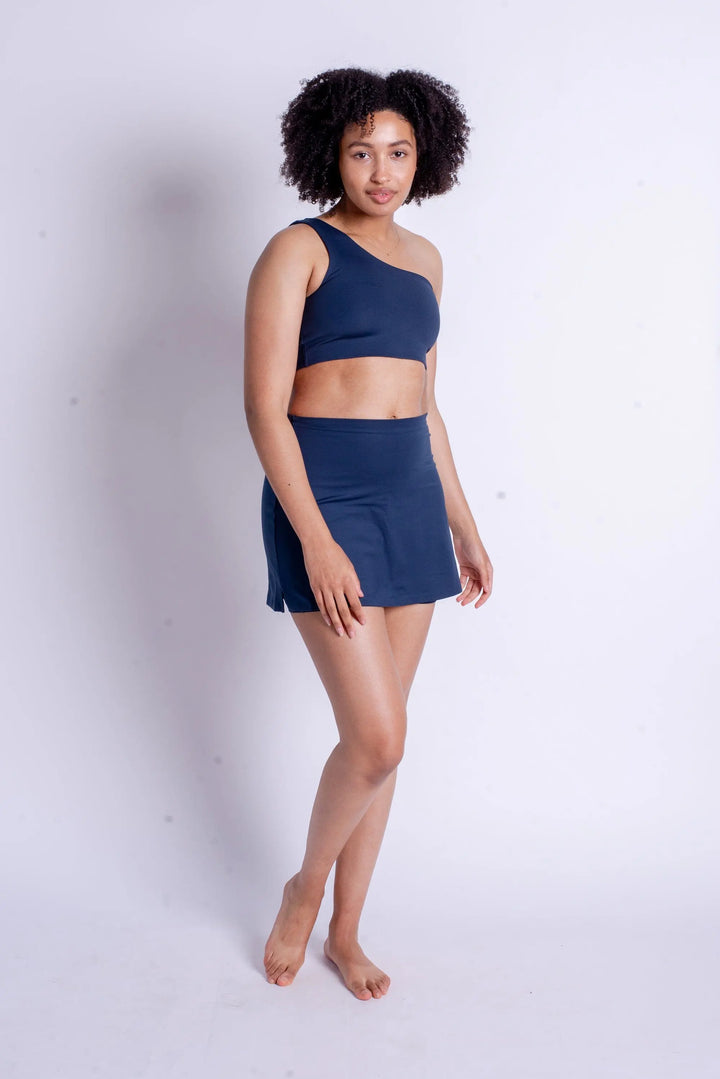 Girlfriend Collective The Skort High-Rise - Made from Recycled Plastic Bottles Midnight Skirt